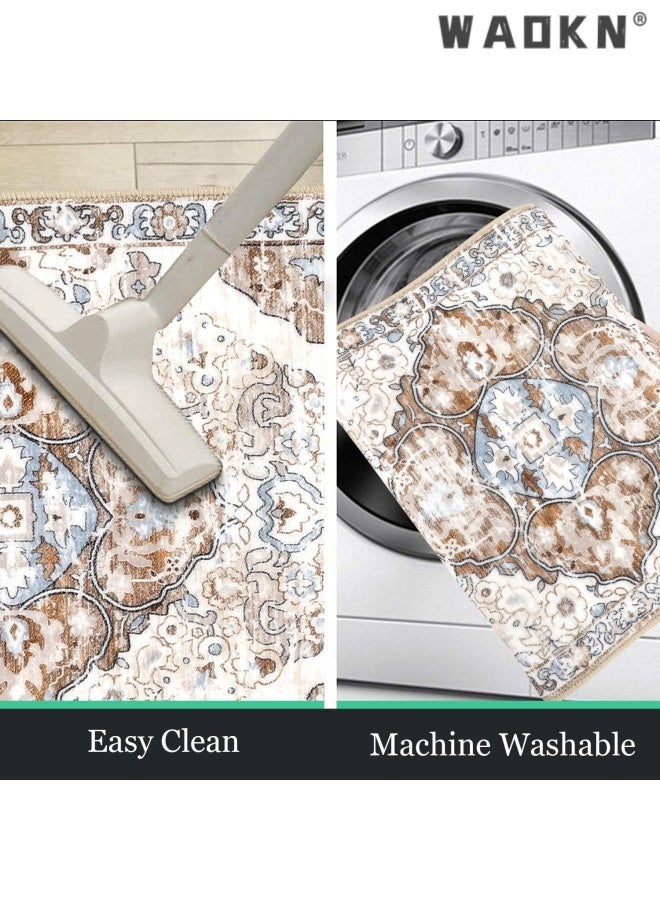 WAOKN Farmhouse Kitchen Rugs Sets of 3 Non Slip Washable Boho Kitchen Rugs and Mats for Floor Kitchen Runner Rug Floor Carpet for Kitchen, Laundry, Hallways，Oil absorbing kitchen mat, household dirt resistant and wear-resistant floor mat, entrance door mat（50*80+50*120+50*151cm） - Image 2