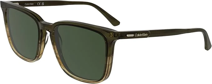 CALVIN KLEIN Calvin Klein Men's Sunglasses - Striped Khaki with Solid Dark Khaki Lens