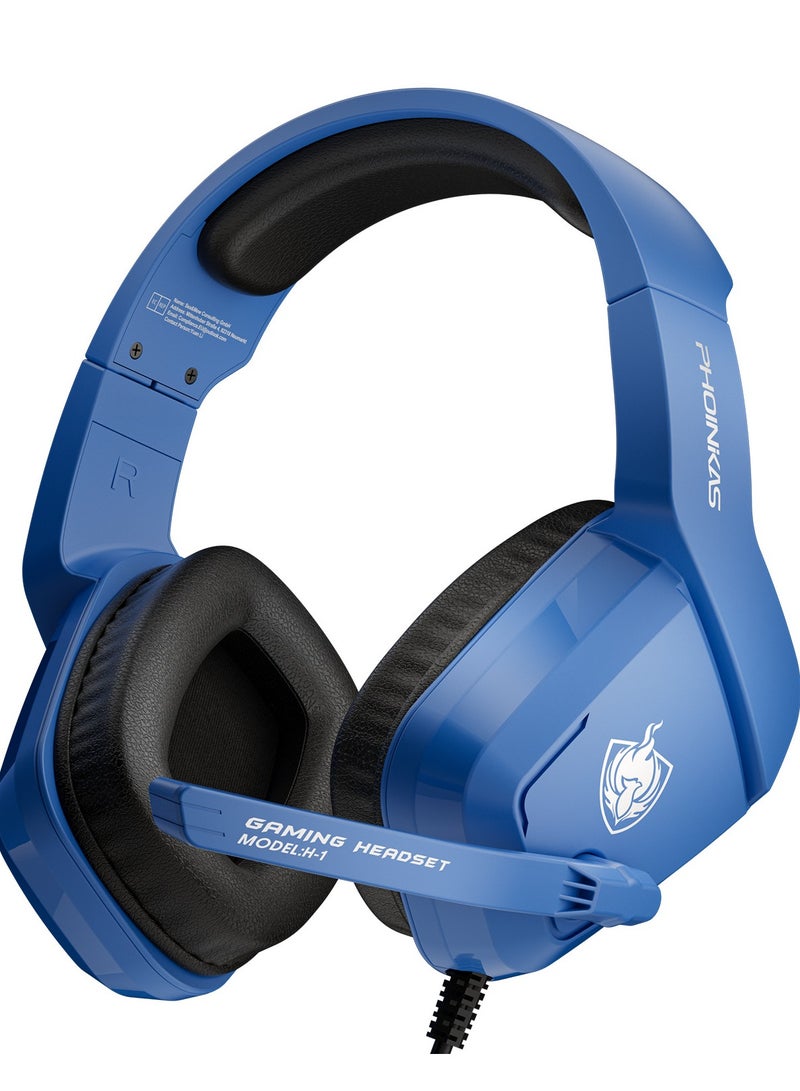 Gaming Headset for PS4, PS5, PC, Laptop, Stereo Over Ear Gaming Headphones with Noise-Canceling Mic, Gaming Headsets for XboxOne, Switch, Laptop, Mac, Phone  Navy Blue  - Image 1