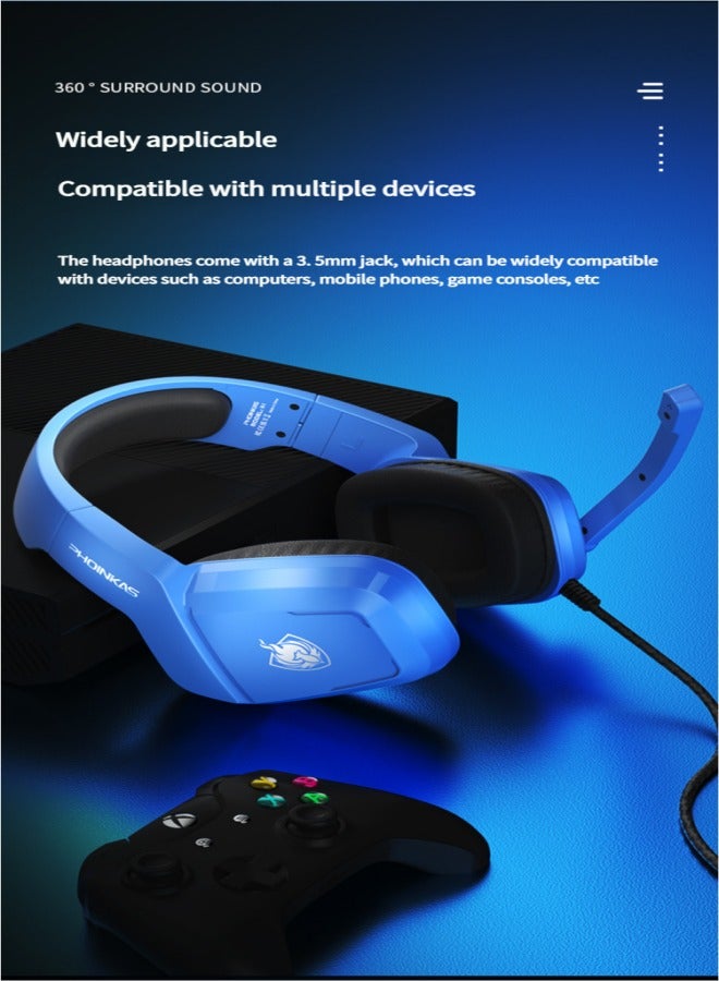 Gaming Headset for PS4, PS5, PC, Laptop, Stereo Over Ear Gaming Headphones with Noise-Canceling Mic, Gaming Headsets for XboxOne, Switch, Laptop, Mac, Phone  Navy Blue  - Image 3