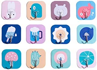 DITCAFOS Plastic ABS Stainless Steel Series Self Adhesive Bathroom Towel Utensil Rack Hanging Sticky Hook Sticker (Random Design & Color) (7.5x8.5 cm) - Image 1