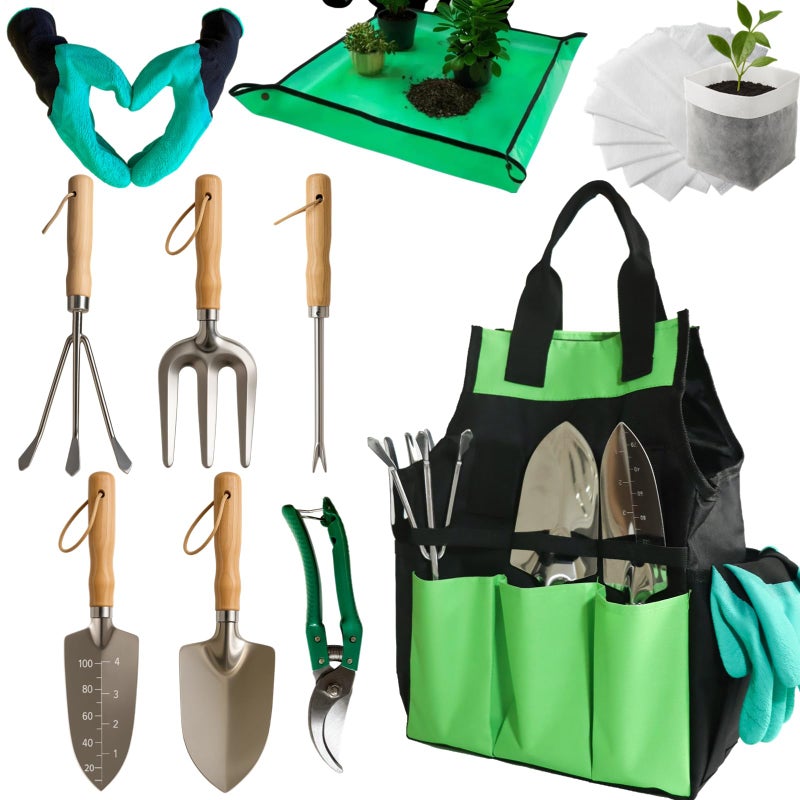 BovcTrraann Garden Tools Set Stainless Steel Gardening Supplies Kit Gardening Kit Garden Hand Tools with Fashion and Durable Storage Bag Planting Tools Ideal Gifts for Women Men 10 Pieces - Image 2