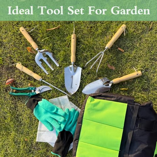 BovcTrraann Garden Tools Set Stainless Steel Gardening Supplies Kit Gardening Kit Garden Hand Tools with Fashion and Durable Storage Bag Planting Tools Ideal Gifts for Women Men 10 Pieces - Image 3