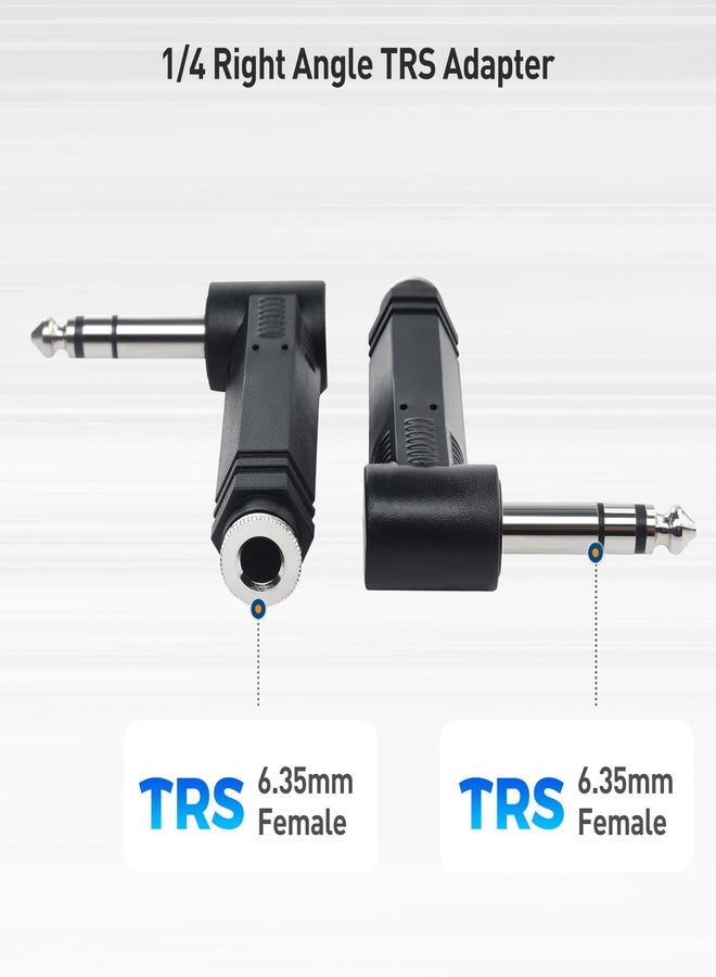 Cable Matters 2-Pack 1/4 Right Angle TRS Adapter - 6.35mm Right Angle Adapter, 1/4 TRS Audio Connector for Professional Audio Equipment - Image 2