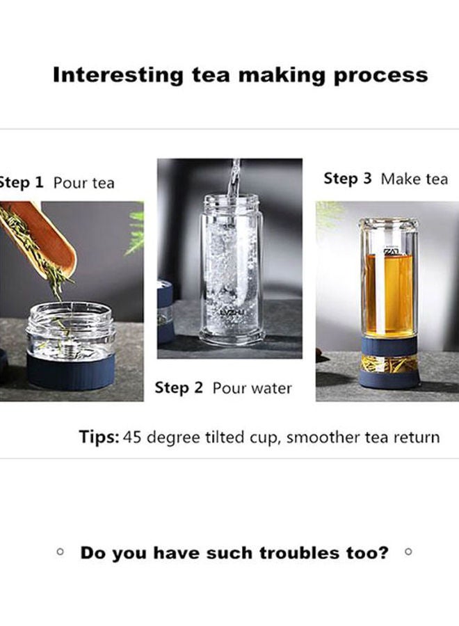 NIBEMINENT Portable Double Wall Water Bottle Clear/Blue - Image 2