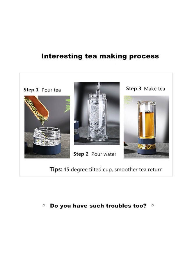 NIBEMINENT Portable Double Wall Water Bottle Clear/Blue - Image 3