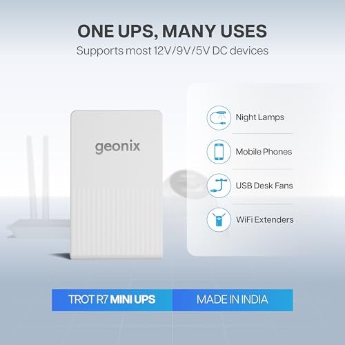 GEONIX Trot R7 Mini UPS Power Bank|Backup Upto 6 Hours|2x2000 mAh Battery|Supports 12V/2A,9V/2A,5V/2A Output|Power Backup for Wi-Fi Routers,CCTV Camera,Set-Top Box,Cordless Phone,Modem USB(White) - Image 4