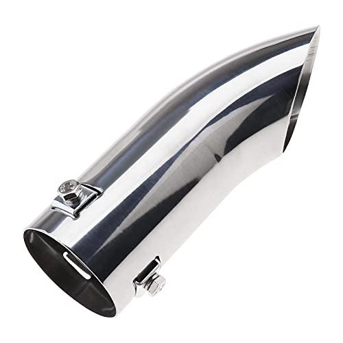 SING F LTD Car Exhaust Tip Trim End Pipe Tail Fit for 30-52mm Diameter Exhaust System Stainless Steel Chrome Finish Trim Bumper Tip Curved Car Replacement Accessories - Image 1