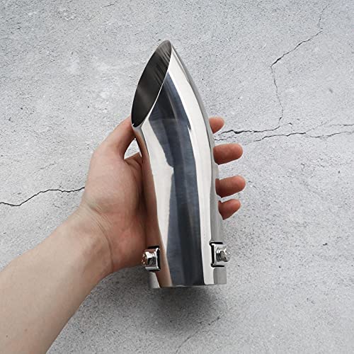 SING F LTD Car Exhaust Tip Trim End Pipe Tail Fit for 30-52mm Diameter Exhaust System Stainless Steel Chrome Finish Trim Bumper Tip Curved Car Replacement Accessories - Image 4