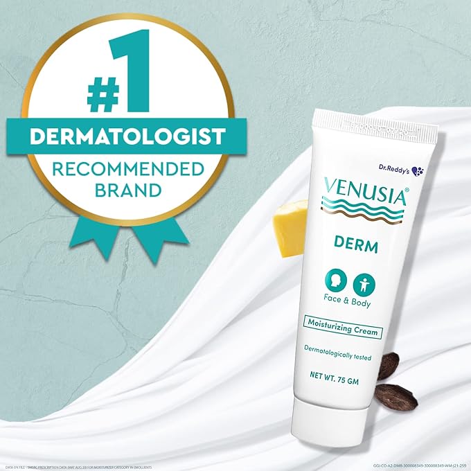 VENUSIA Dr. Reddy'S Derm Moisturizing Cream | 24-Hour Intense Hydration | Skin Barrier Repair | For Dry To Very Dry Skin | 4 Natural Butters | Hypoallergenic | 75G Pack Of 2 - Image 2