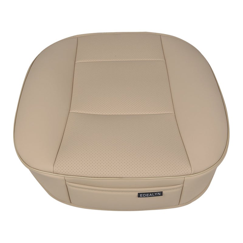EDEALYN Ultra-Luxury PU Leather Car Seat Protection Cover Car Seat Cover for Most Four-Door Sedan&SUV,Single Seat Cover Without Backrest 1PCS (W 20.8× D 21× T 0.2inch) (3D-Beige) - Image 4