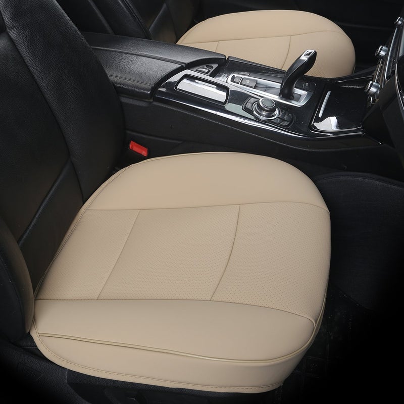 EDEALYN Ultra-Luxury PU Leather Car Seat Protection Cover Car Seat Cover for Most Four-Door Sedan&SUV,Single Seat Cover Without Backrest 1PCS (W 20.8× D 21× T 0.2inch) (3D-Beige) - Image 1