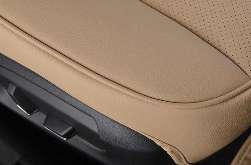 EDEALYN Ultra-Luxury PU Leather Car Seat Protection Cover Car Seat Cover for Most Four-Door Sedan&SUV,Single Seat Cover Without Backrest 1PCS (W 20.8× D 21× T 0.2inch) (3D-Beige) - Image 2