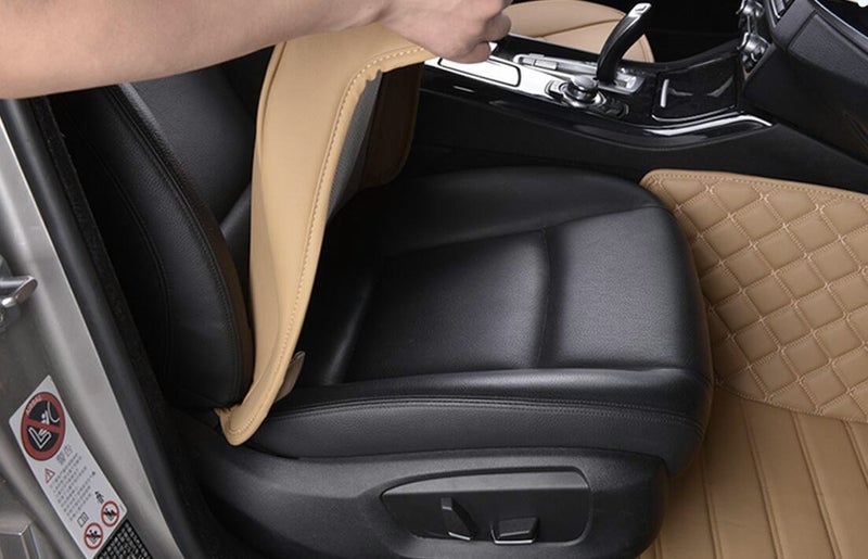 EDEALYN Ultra-Luxury PU Leather Car Seat Protection Cover Car Seat Cover for Most Four-Door Sedan&SUV,Single Seat Cover Without Backrest 1PCS (W 20.8× D 21× T 0.2inch) (3D-Beige) - Image 3