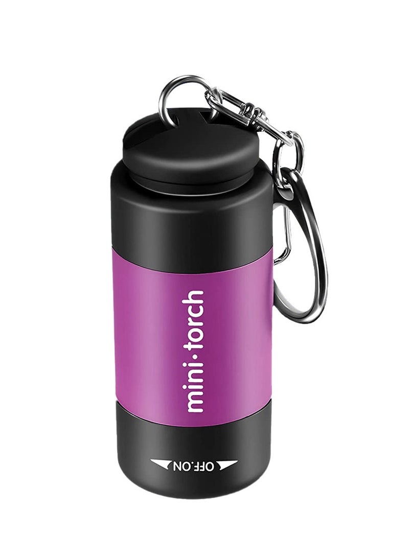 AROAQ Mini Keychain Flashlight, Usb Torch Rechargeable Colorful Led Flashlight, Portable Bright Flashlight Keychain, High-powered Keychain Lamp With Hook For Camping, (Purple)  - Image 1