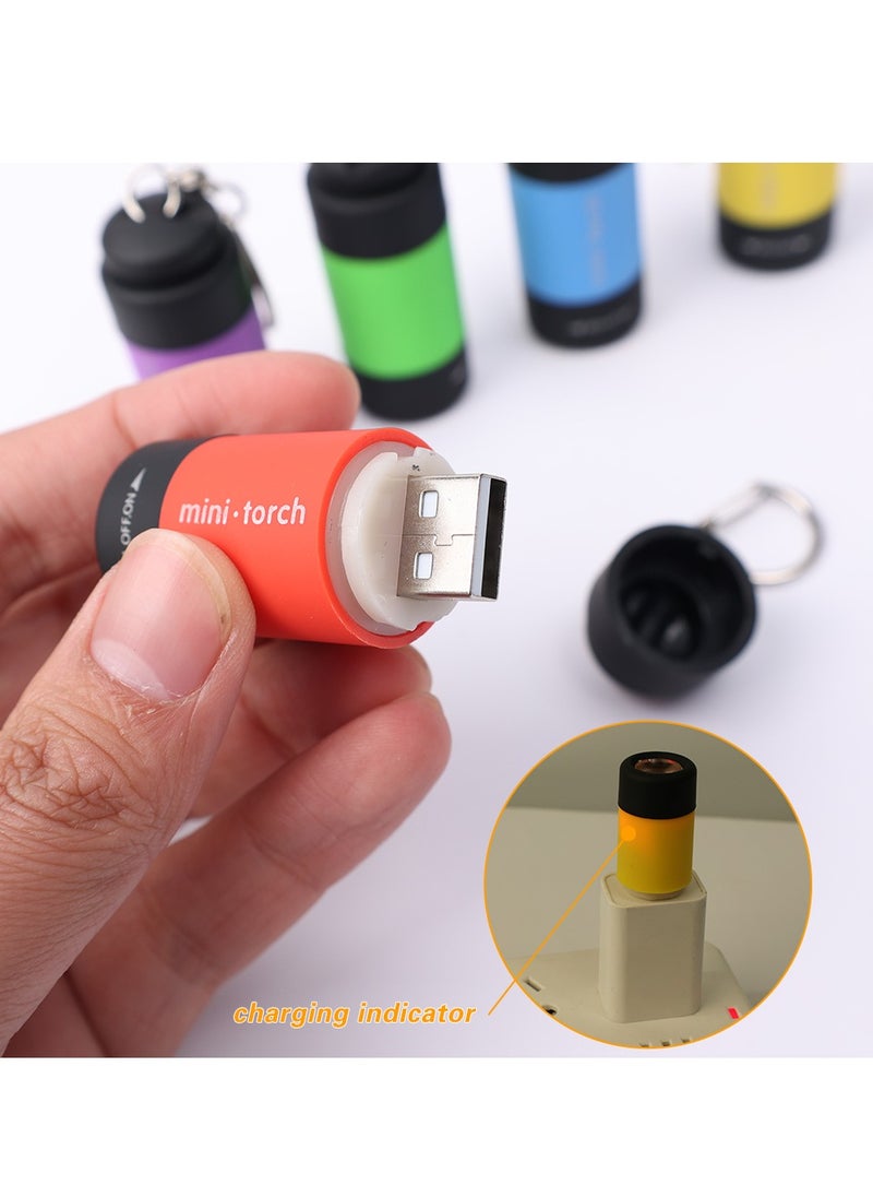 AROAQ Mini Keychain Flashlight, Usb Torch Rechargeable Colorful Led Flashlight, Portable Bright Flashlight Keychain, High-powered Keychain Lamp With Hook For Camping, (Purple)  - Image 2