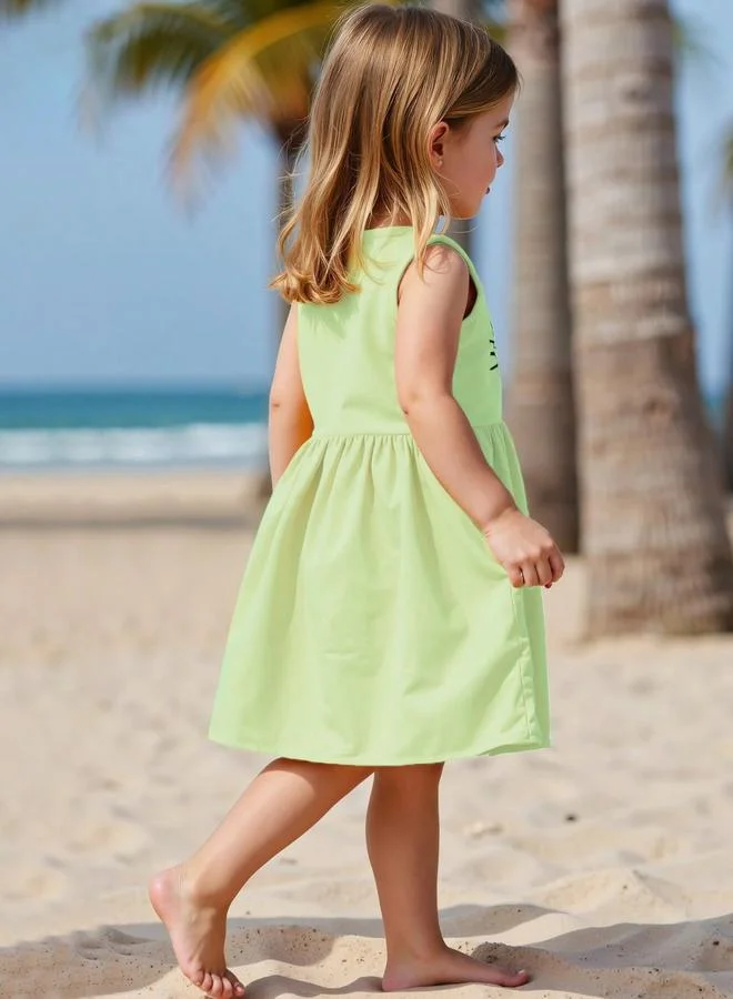 Take Two  Girls Green Graphic Print Sleeveless Dress for Women | Best Price UAE