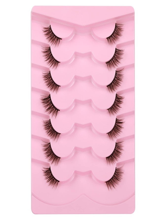 Alice Half Lashes Natural Cat Eye False Lashes Wispy Faux Mink Lashes Crisscross Multi-layers 3D Fake Eyelashes 7 Pairs Pack - Image 2