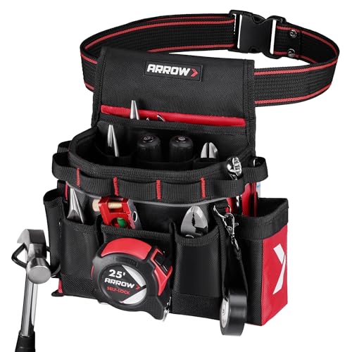 Arrow Fastener ARROW Tool Belt HeavyDuty Electrician Tool Pouch with 10 Pockets 840D Oxford Fabric Utility Belt with Hammer Holder Adjustable Tool Belts for Men Women Electrician Carpenter Construction - Image 1