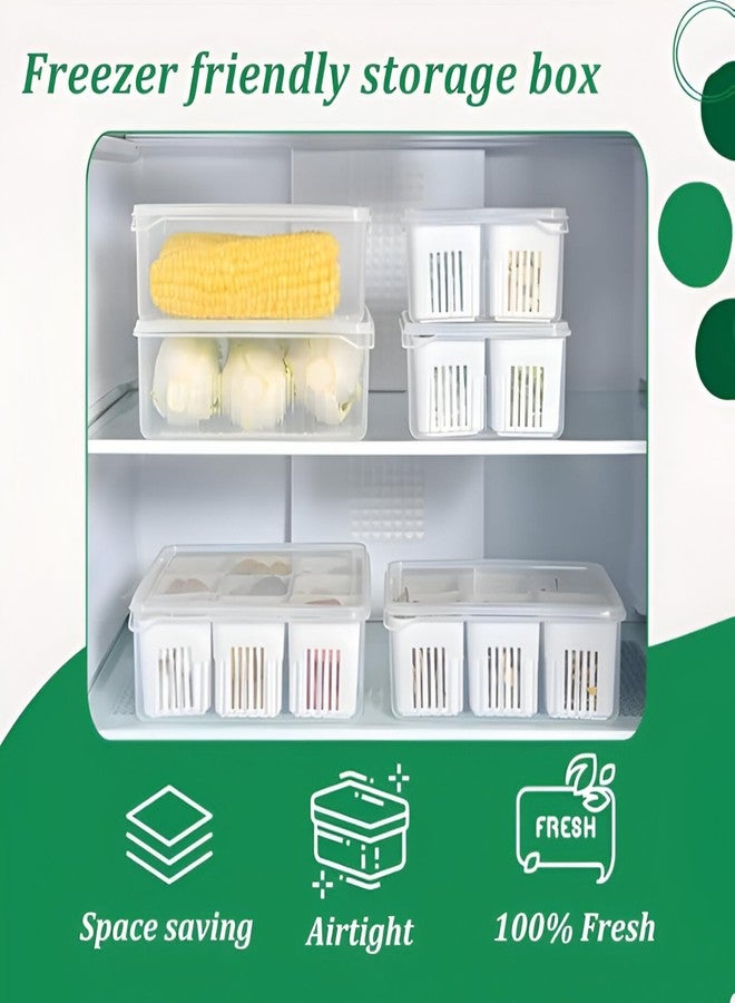 Sakuya Fridge Containers Boxes - Grid |Freezer Storage |Container for Kitchen Storage Set| multipurpose Storage in Kitchen, Vegetable|Refrigerator-Food-Box- Plastic (4 GRID) - Image 4