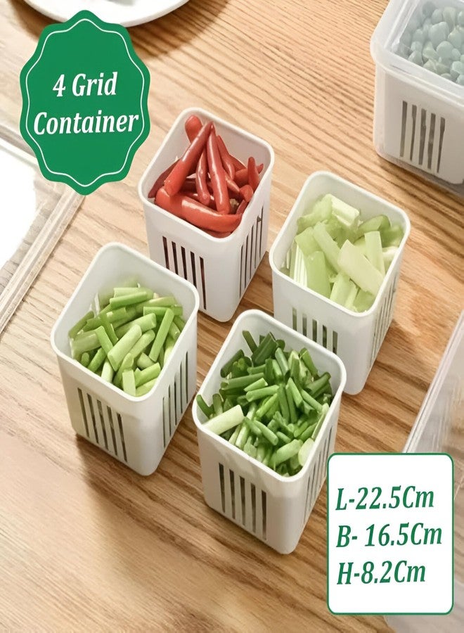 Sakuya Fridge Containers Boxes - Grid |Freezer Storage |Container for Kitchen Storage Set| multipurpose Storage in Kitchen, Vegetable|Refrigerator-Food-Box- Plastic (4 GRID) - Image 2
