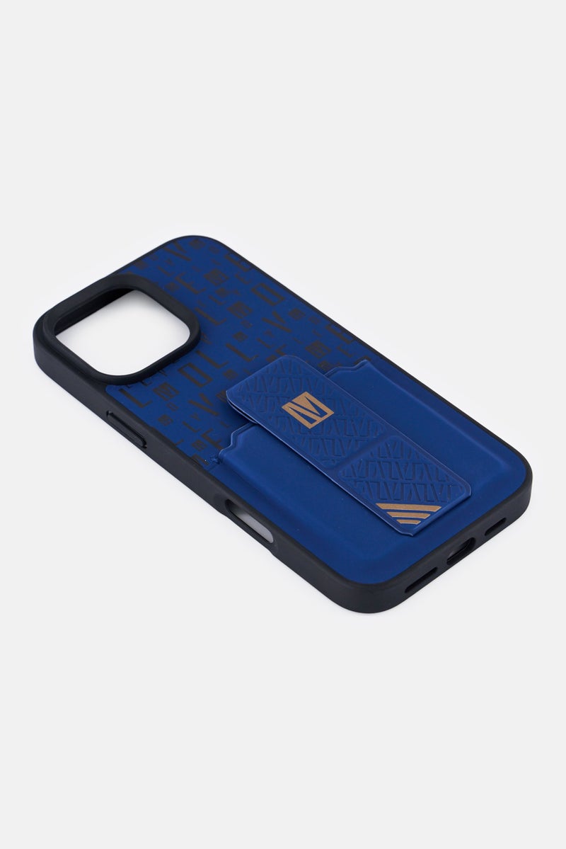 LEVELO iPhone 16 Pro Max Mprphix Case With Cardholder And Stand, Dark Blue - Image 4