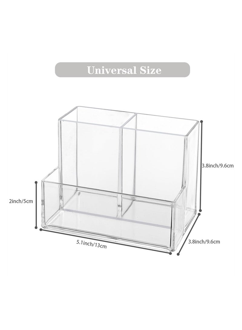 Excefore Pen Holder for Desk 2 Pack Clear Acrylic Makeup Brush Holder Desk Accessories Pencil Cup with Sticky Notes Holder and 3 Compartments Pencil Organizer for Pen Art Supply Makeup Brush - Image 3
