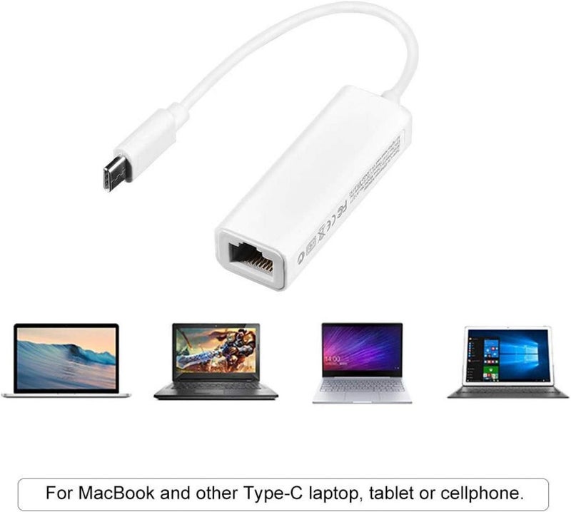 كلاراكو محول من النوع C إلى RJ45، محول شبكة إيثرنت LAN بسرعة 100 ميجابت في الثانية من النوع C إلى RJ45 لأجهزة الكمبيوتر المحمولة المزودة بمنفذ USB C، متوافق مع أنظمة التشغيل ويندوز XP/7/8 - Image 2
