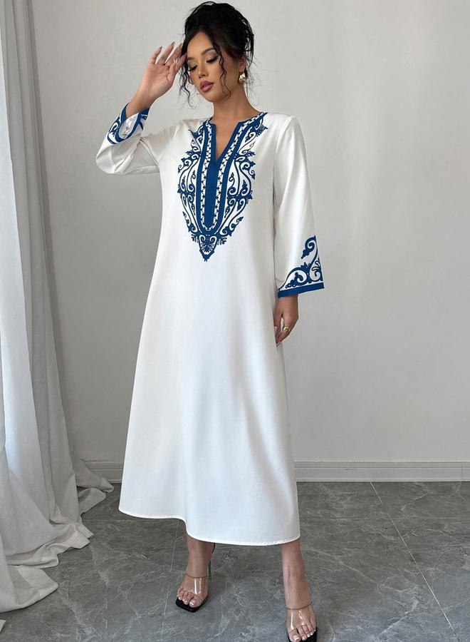 Take Two White Printed Panel Midi Dress - Image 3