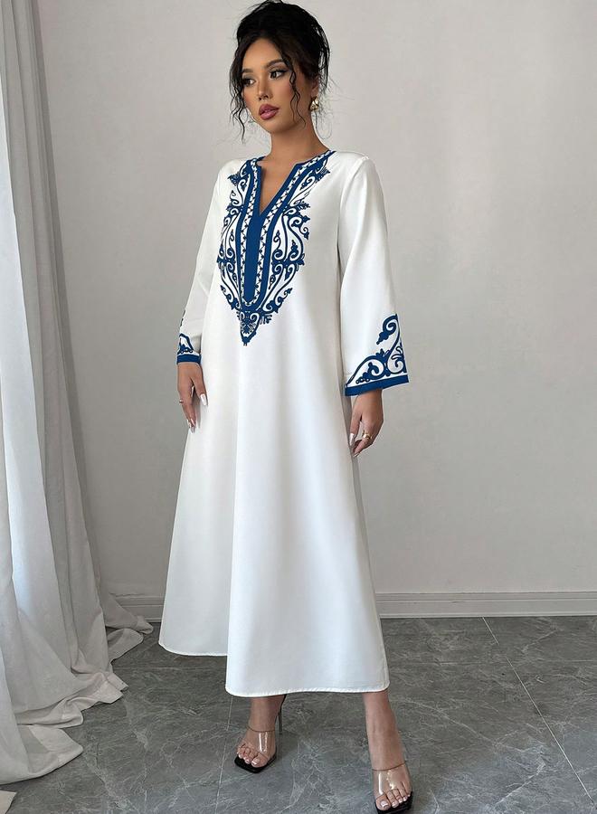 Take Two White Printed Panel Midi Dress - Image 4