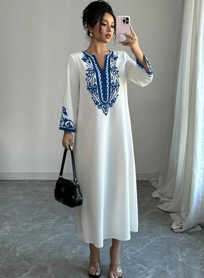 Take Two White Printed Panel Midi Dress - Image 1