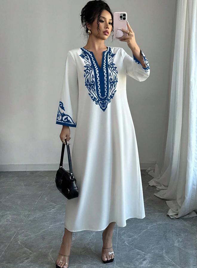 Take Two White Printed Panel Midi Dress - Image 5