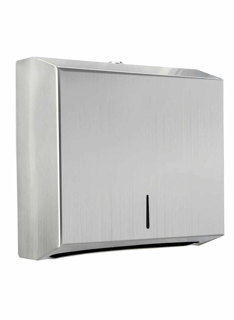 Beauenty - Wall-Mounted Comercial Paper Towel Dispenser Brushed Stainless Steel Bathroom Hand Towel Dispenser with Lock Design Large Capacity Real 304 Stainless Steel Multi-fold - Image 1