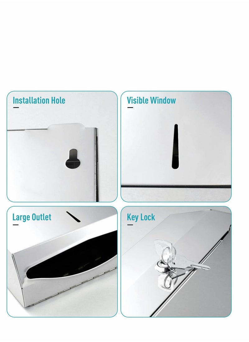 Beauenty - Wall-Mounted Comercial Paper Towel Dispenser Brushed Stainless Steel Bathroom Hand Towel Dispenser with Lock Design Large Capacity Real 304 Stainless Steel Multi-fold - Image 1