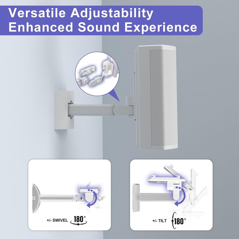 Yimaut 2 Pack Speaker Wall Mount Brackets for Bose UB-20, UB-20 Series II, Wall Mount Ceiling Bracket for Lifestyle 600 ST535 ST525 ST520 535III 525III CM520 SoundTouch JC-II AM6-V AM10-V AM10IV-White - Image 4