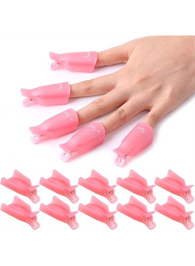 KingMas 10 Pcs Gel Nail Polish Remover Clips, Plastic Acrylic Nail Art Remover Soak Off Wrap Cleaner Cap Clip - Image 1