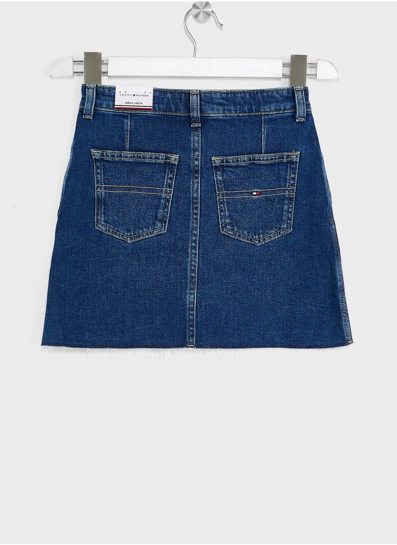 TOMMY HILFIGER - Youth Denim Button Through Skirt - Image 1