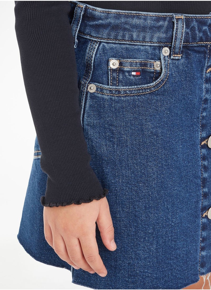 TOMMY HILFIGER - Youth Denim Button Through Skirt - Image 1