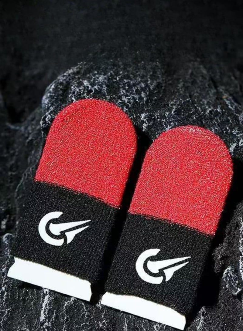 Kastwave Gaming Finger Sleeves – Anti-Sweat, Breathable, Sensitive Touch Gloves for Mobile Gaming, PUBG, Free Fire & COD | Red and Black