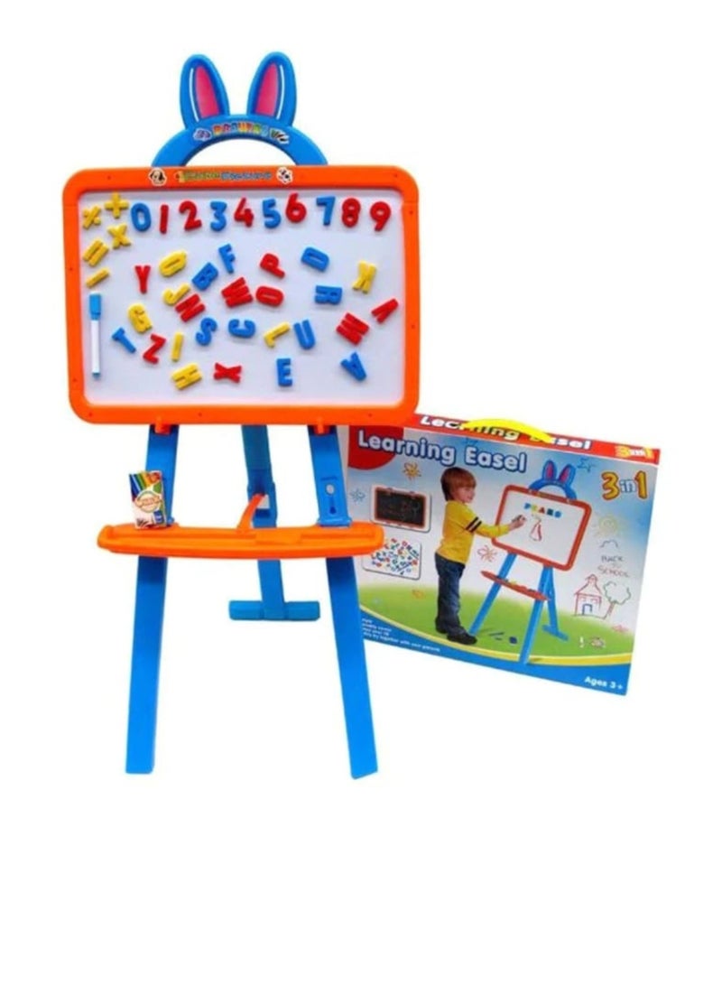 Double-Sided Kids Easel, Magnetic Whiteboard and Chalkboard, Art Set with Adjustable Height for Kids 3+ Years Old, Perfect for Creative Play - Image 1