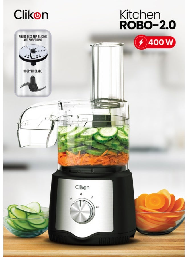 Multifunctional Food Processor 400W | 3L Bowl, Duo Feed Tube, 2-Speed + Pulse | Chopper, Grinder, Ice Crusher & Shredder 0.5 L 400 W CK1202 Black and Silver 0.5 L 400 W CK1202 Black and Silver