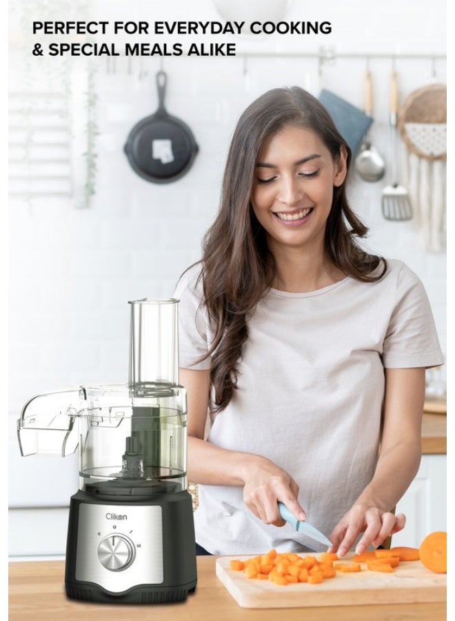 Clikon Multifunctional Food Processor 400W | 3L Bowl, Duo Feed Tube, 2-Speed + Pulse | Chopper, Grinder, Ice Crusher & Shredder 0.5 L 400 W CK1202 Black and Silver 0.5 L 400 W CK1202 Black and Silver - Image 3