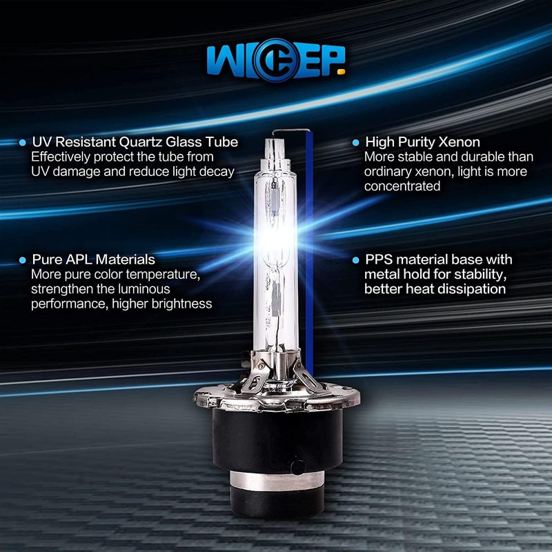 Wideep D2S Xenon HID Headlight Bulbs, 8000K 35W, 2 Pcs for High Low Beam - Image 5
