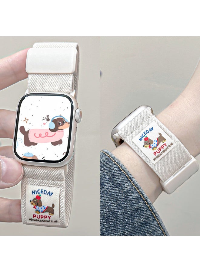 Beiyipin Compatible With Apple Watch S10 Band, Woven S9 Strap, Magnetic Cute Sausage Dog Graffiti Watch S8 Band, S7/s6/s5/se Ultra Accessories - Image 1