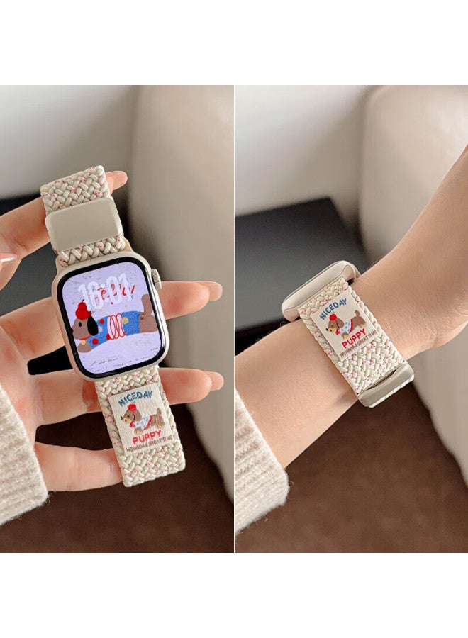 Beiyipin Compatible With Apple Watch S10 Band, Woven S9 Strap, Magnetic Cute Sausage Dog Graffiti Watch S8 Band, S7/s6/s5/se Ultra Accessories - Image 3