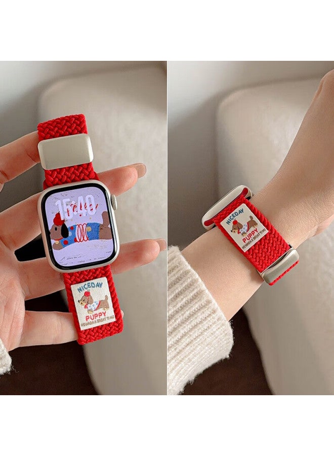 Beiyipin Compatible With Apple Watch S10 Band, Woven S9 Strap, Magnetic Cute Sausage Dog Graffiti Watch S8 Band, S7/s6/s5/se Ultra Accessories - Image 5