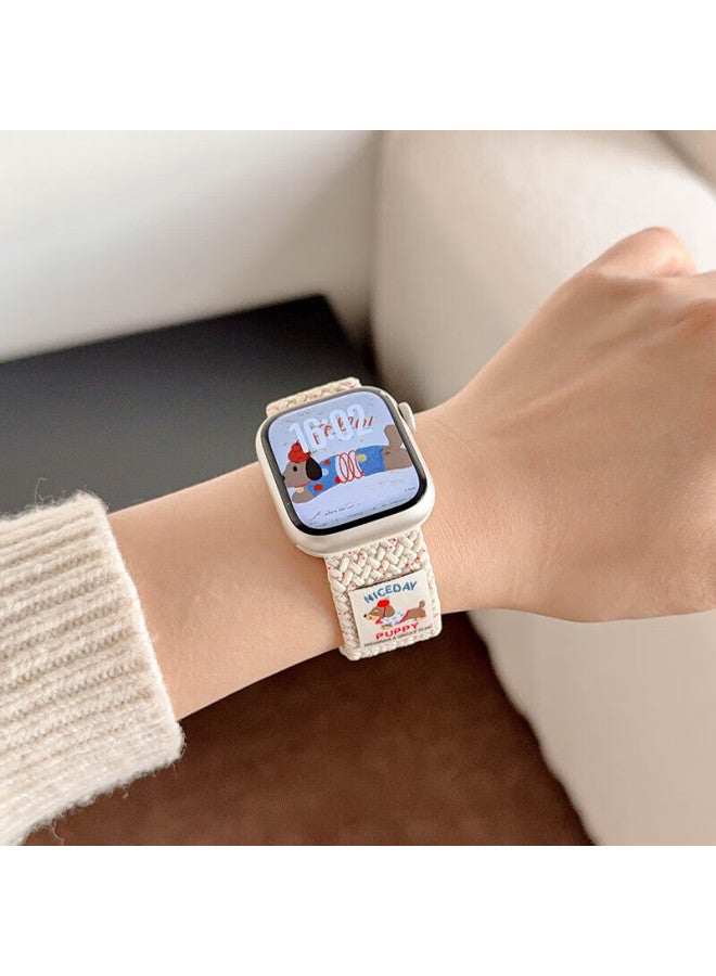 Beiyipin Compatible With Apple Watch S10 Band, Woven S9 Strap, Magnetic Cute Sausage Dog Graffiti Watch S8 Band, S7/s6/s5/se Ultra Accessories - Image 4