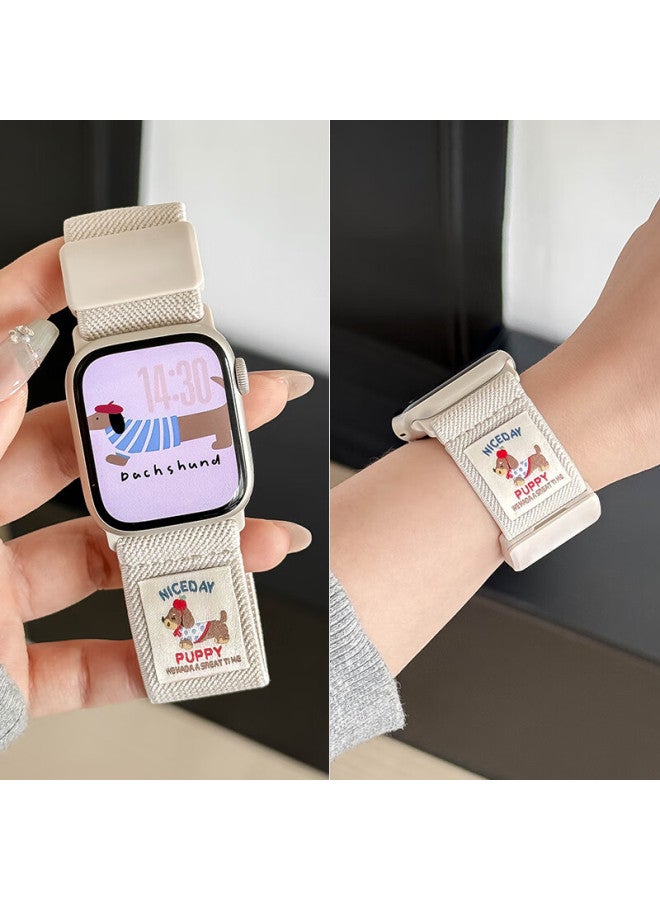 Beiyipin Compatible With Apple Watch S10 Band, Woven S9 Strap, Magnetic Cute Sausage Dog Graffiti Watch S8 Band, S7/s6/s5/se Ultra Accessories - Image 2