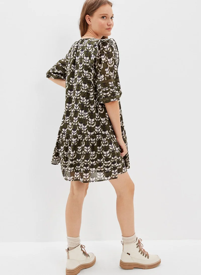 American Eagle Floral Printed Puff Sleeve Dress