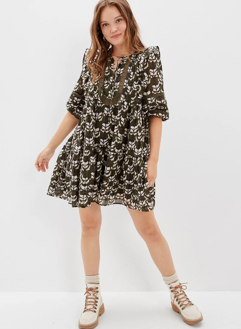 American Eagle Floral Printed Puff Sleeve Dress